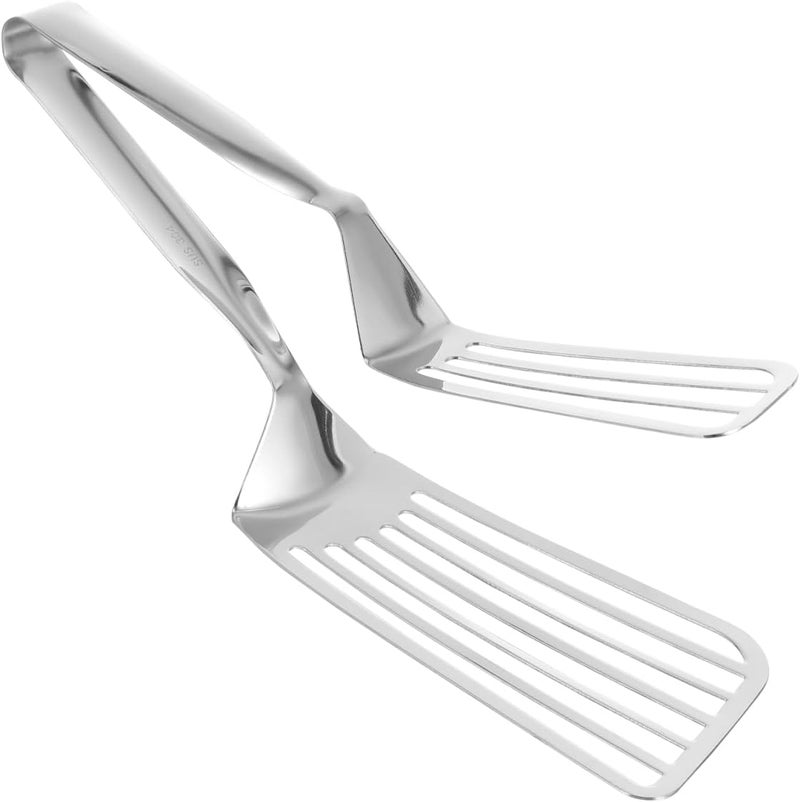 DOITOOL Stainless Steel Spatula Tongs for Cooking, 12 Inches Multifunctional Metal Tongs Dual Spatulas Barbecue Clamp Food Flip Shovel Clip for Steak Fish BBQ Frying Pancake Pizza - Image 1
